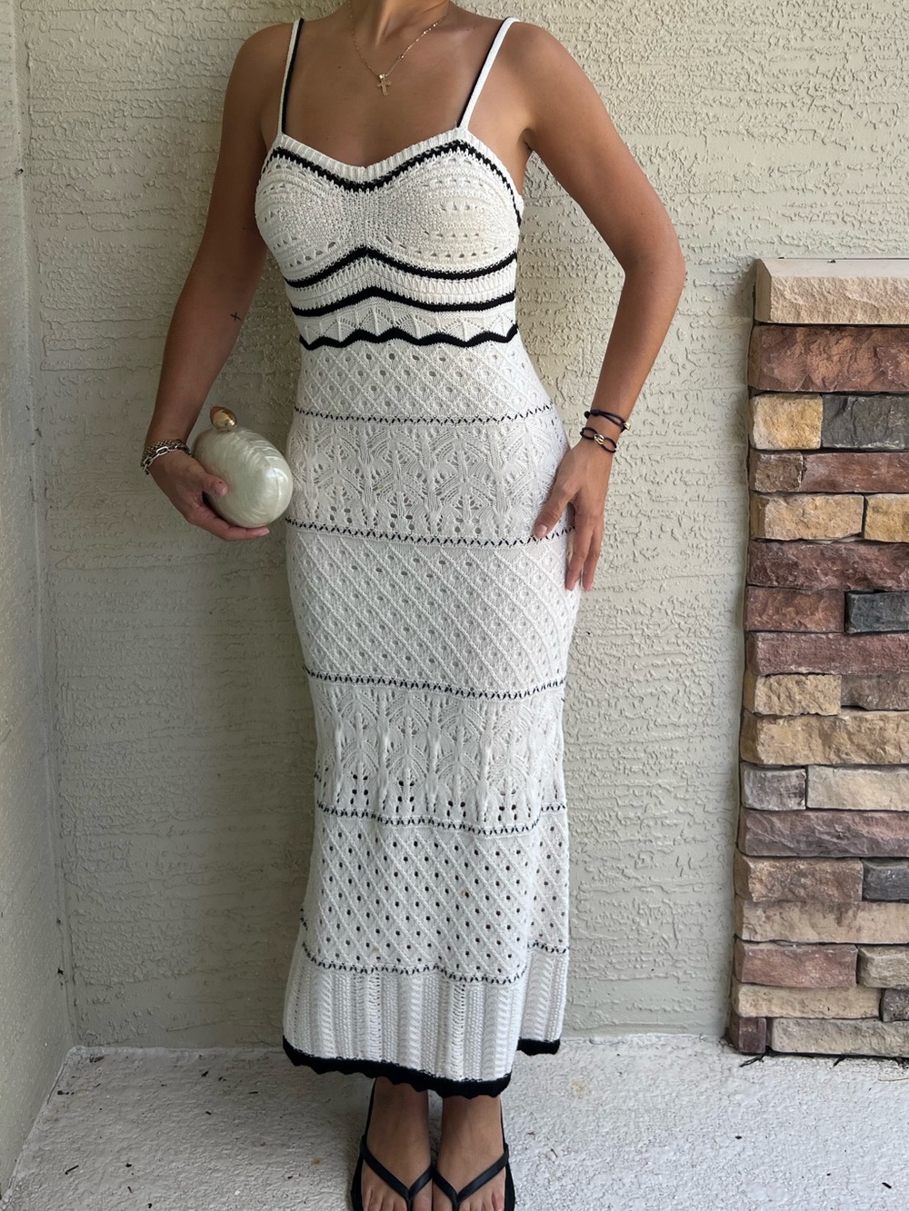 Olive and Oak Knit Crochet Maxi Dress